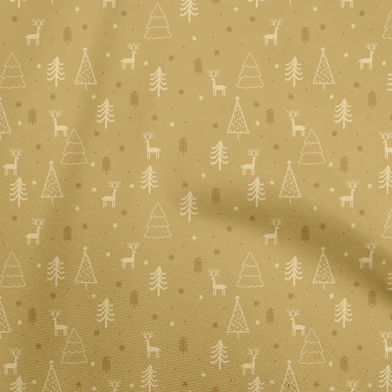 oneOone Cotton Cambric Yellow Fabric Christmas Doodle Dress Material Fabric Print Fabric By The Yard 42 Inch Wide