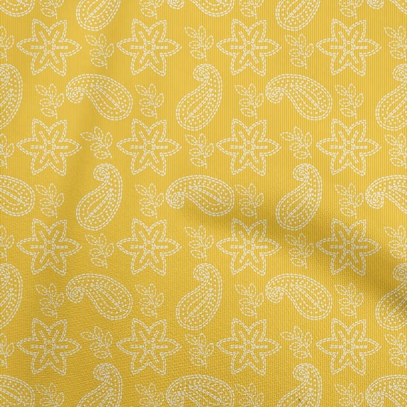 oneOone Cotton Cambric Yellow Fabric Floral Craft Projects Decor Fabric Printed By The Yard 56 Inch Wide