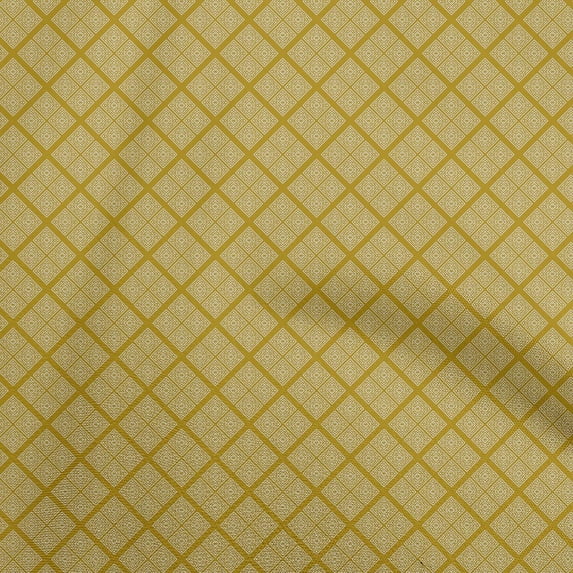 oneOone Cotton Cambric Yellow Fabric Geometric Fabric For Sewing Printed Craft Fabric By The Yard 56 Inch Wide