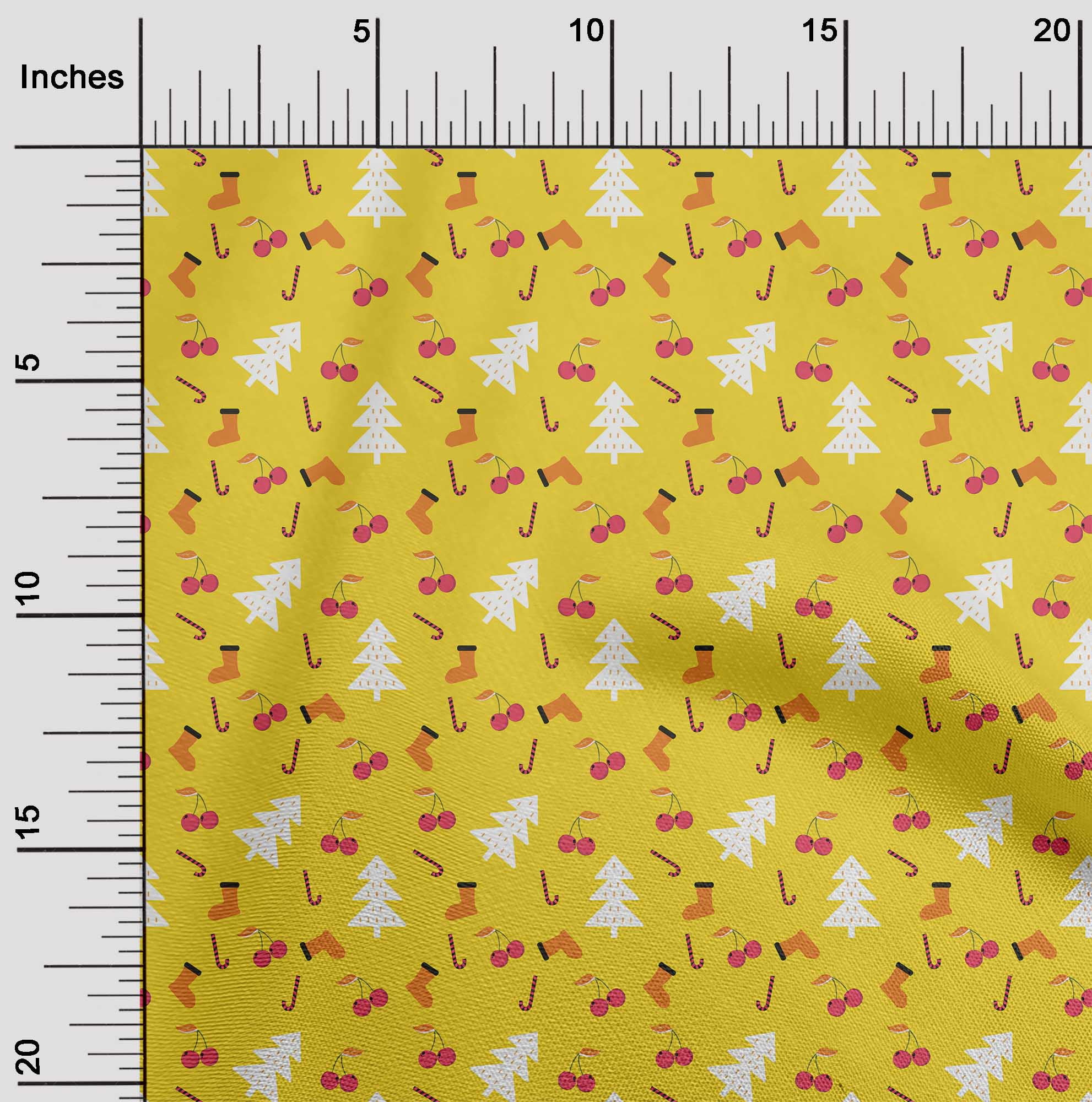 oneOone Cotton Cambric Yellow Fabric Merry Christmas Sewing Material Print Fabric By The Yard 56 Inch Wide