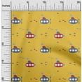 thumbnail image 1 of oneOone Cotton Cambric Yellow Fabric Submarine & Fish Ocean Sewing Material Print Fabric By The Yard 56 Inch Wide, 1 of 4