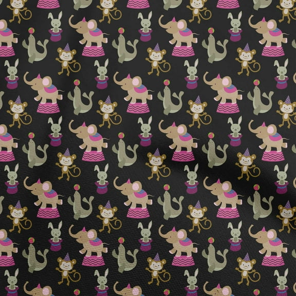 oneOone Cotton Flex Black Fabric Circus Craft Projects Decor Fabric Printed By The Yard 40 Inch Wide-aA