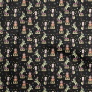 oneOone Cotton Flex Black Fabric Circus Diy Clothing Quilting Fabric Print Fabric By Yard 40 Inch Wide-aD