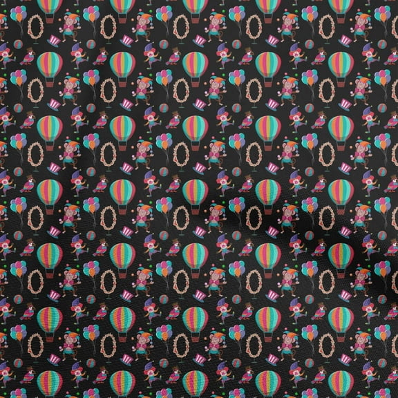 oneOone Cotton Flex Black Fabric Circus Fabric For Sewing Printed Craft Fabric By The Yard 40 Inch Wide-aB