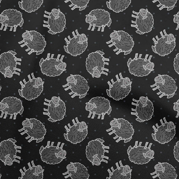 oneOone Cotton Flex Black Fabric Kids Sheep Fabric For Sewing Printed Craft Fabric By The Yard 40 Inch Wide
