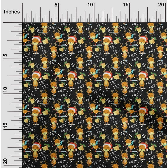 oneOone Cotton Flex Black Fabric Merry Christmas Diy Clothing Quilting Fabric Print Fabric By Yard 40 Inch Wide-NYC