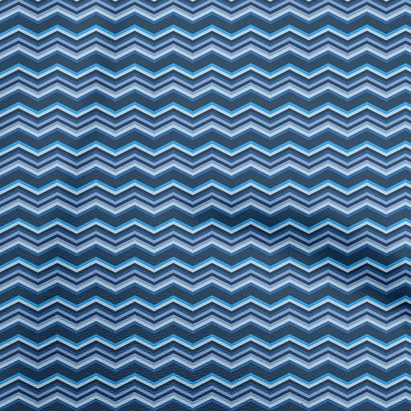 oneOone Cotton Flex Blue Fabric Chevron Craft Projects Decor Fabric Printed By The Yard 40 Inch Wide