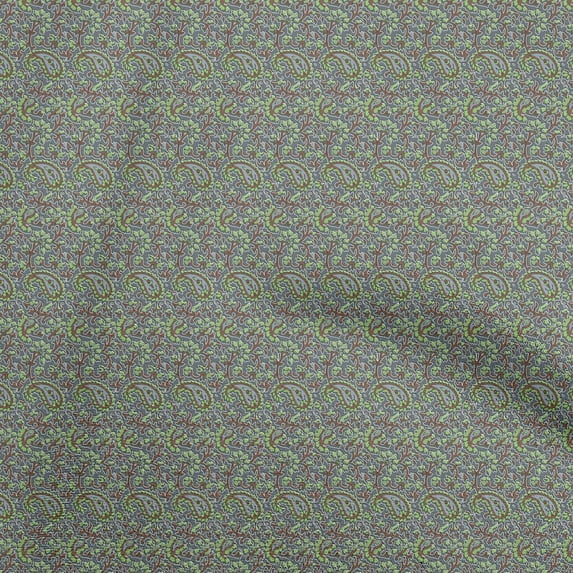 oneOone Cotton Flex Blue Fabric Paisley Dress Material Fabric Print Fabric By The Yard 40 Inch Wide