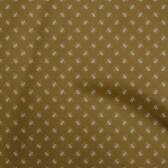 oneOone Cotton Flex Brown Fabric Dot & Honey Bee Quilting Supplies Print Sewing Fabric By The Yard 40 Inch Wide