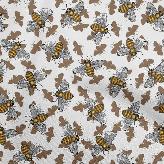 oneOone Cotton Flex Brown Fabric Honey Bees Diy Clothing Quilting Fabric Print Fabric By Yard 40 Inch Wide