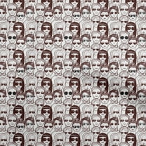 oneOone Cotton Flex Dark Brown Fabric People Doodle Art Sewing Fabric By The Yard Printed Diy Clothing Sewing Supplies 40 Inch Wide