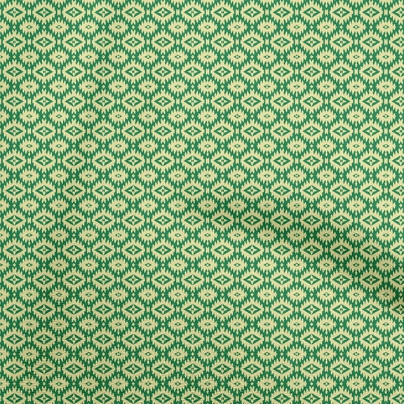 oneOone Cotton Flex Dark Green Fabric Geometric Craft Projects Decor Fabric Printed By The Yard 40 Inch Wide