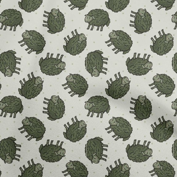 oneOone Cotton Flex Dark Green Fabric Kids Sheep Sewing Craft Projects Fabric Prints By Yard 40 Inch Wide
