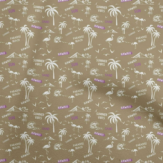 oneOone Cotton Flex Dark Olive Green Fabric Beach Hawaii Conversational Sewing Craft Projects Fabric Prints By Yard 40 Inch Wide