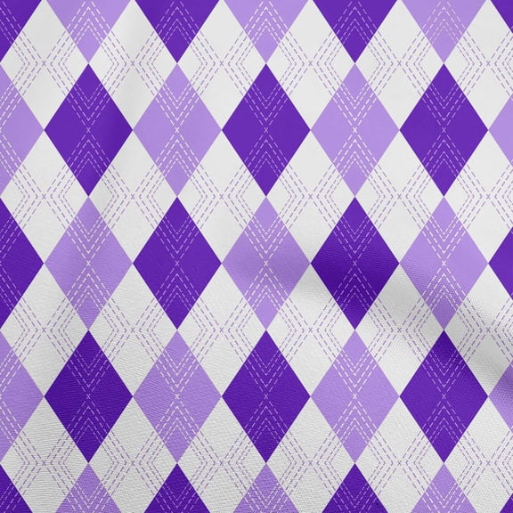 oneOone Cotton Flex Dark Purple Fabric Check Argyle Dress Material Fabric Print Fabric By The Yard 40 Inch Wide