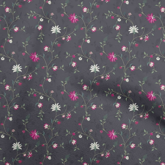 oneOone Cotton Flex Dark Teal Blue Fabric Floral Sewing Craft Projects Fabric Prints By Yard 40 Inch Wide
