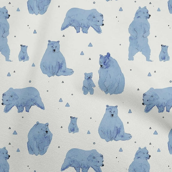 oneOone Cotton Flex Dusty Blue Fabric Bear Quilting Supplies Print Sewing Fabric By The Yard 40 Inch Wide