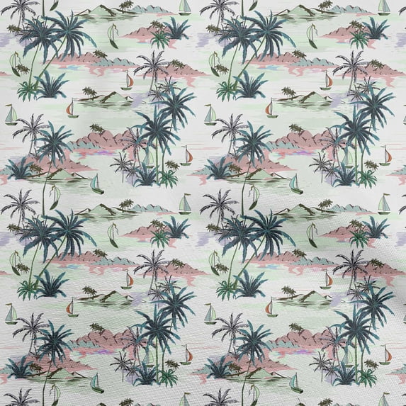 oneOone Cotton Flex Dusty Teal Green Fabric Beach Hawai Fabric For Sewing Printed Craft Fabric By The Yard 40 Inch Wide