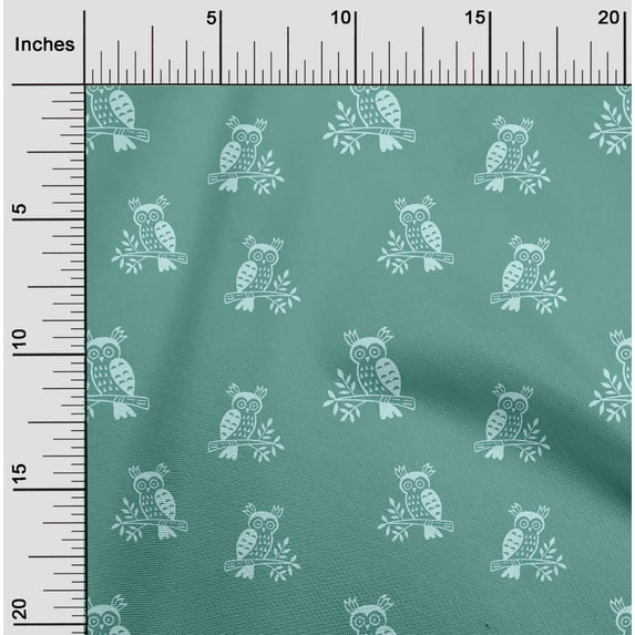 oneOone Cotton Flex Fabric Branch & Owl Block Print Fabric By Yard 40 Inch Wide