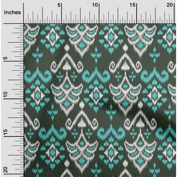 oneOone Cotton Flex Fabric Damask Ikat Printed Fabric 1 Yard 40 Inch Wide