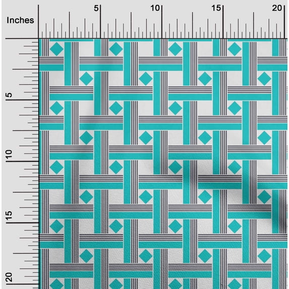 oneOone Cotton Flex Fabric Diamond & Basketweave Geometric Printed Craft Fabric BTY 40 Inch Wide