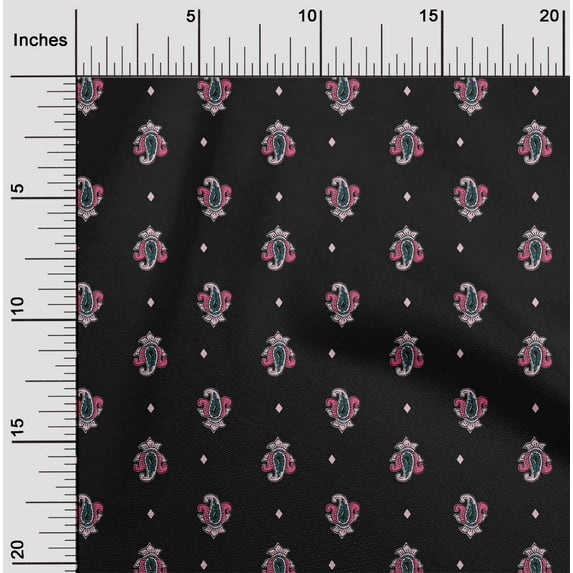 oneOone Cotton Flex Fabric Diamond & Paisley Block Print Fabric By The Yard 40 Inch Wide