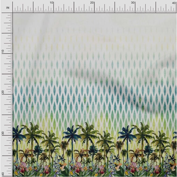 oneOone Cotton Flex Fabric Geometric|Tree & Floral Panel Print Fabric BTY 40 Inch Wide