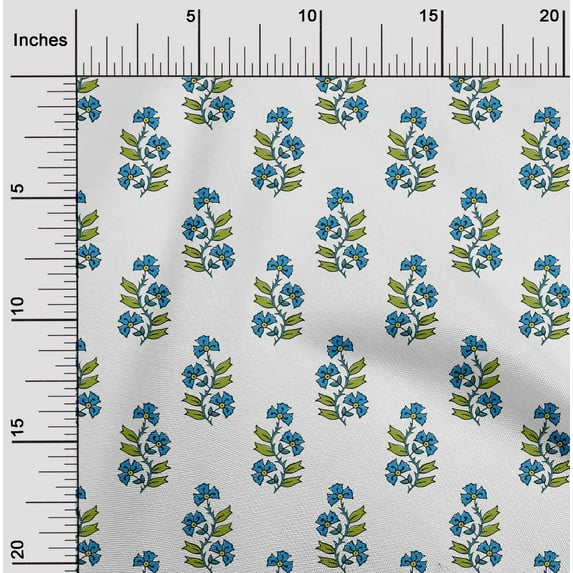 oneOone Cotton Flex Fabric Leaves & Floral Block Print Fabric By The Yard 40 Inch Wide