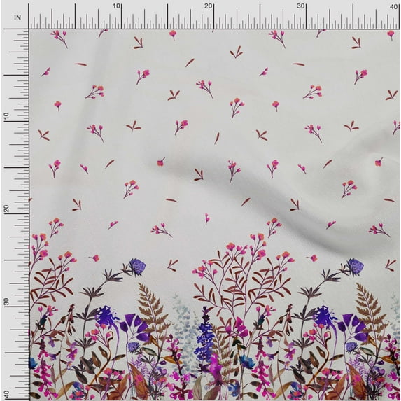 oneOone Cotton Flex Fabric Leaves & Flower Panel Print Sewing Fabric BTY 40 Inch Wide