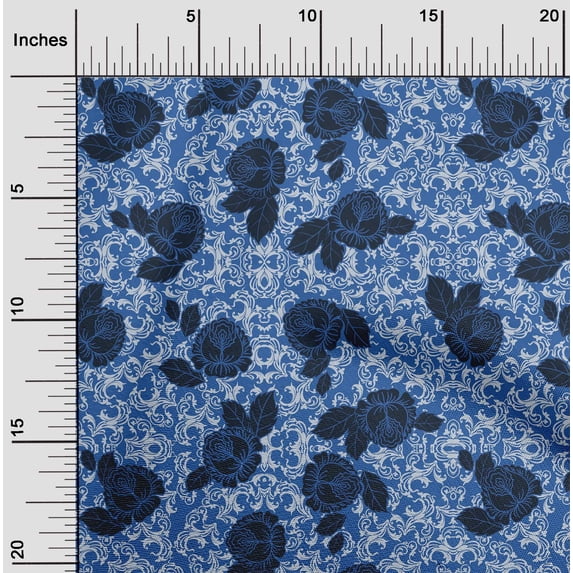 oneOone Cotton Flex Fabric Leaves & Rose Floral Fabric Prints By Yard 40 Inches Wide