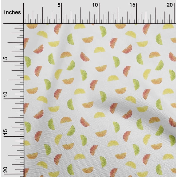 oneOone Cotton Flex Fabric Lemon Slice Vegetable Print Fabric by The Yard 40 Inch Wide