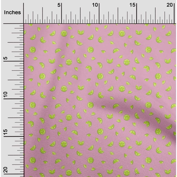 oneOone Cotton Flex Fabric Lemon Slice Vegetable Printed Fabric 1 Yard 40 Inch Wide