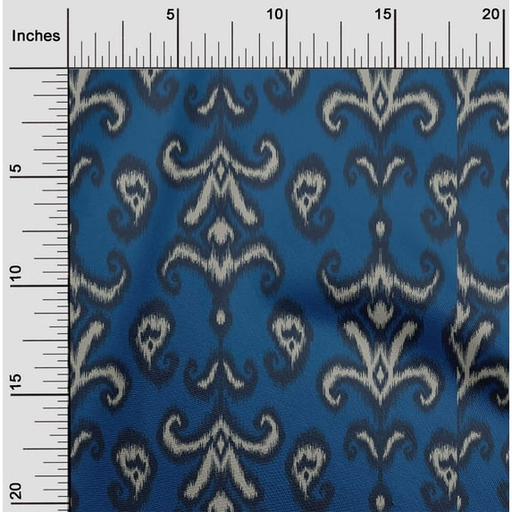 oneOone Cotton Flex Fabric Paisley & Floral Ikat Print Fabric BTY 40 Inch Wide