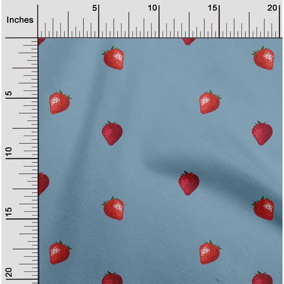 oneOone Cotton Flex Fabric Strawberry Fruit Print Fabric BTY 40 Inch Wide