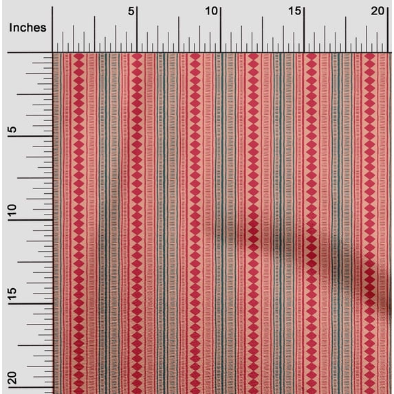 oneOone Cotton Flex Fabric Stripe & Diamond Block Print Fabric BTY 40 Inch Wide