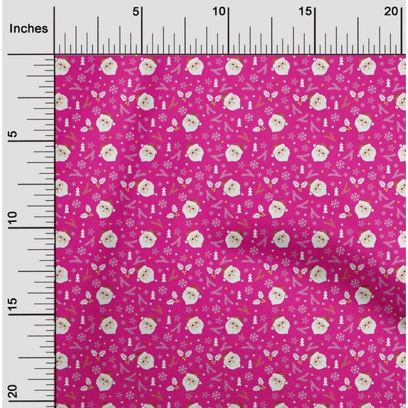 oneOone Cotton Flex Fuschia Pink Fabric Christmas Sewing Fabric By The Yard Printed Diy Clothing Sewing Supplies 40 Inch Wide