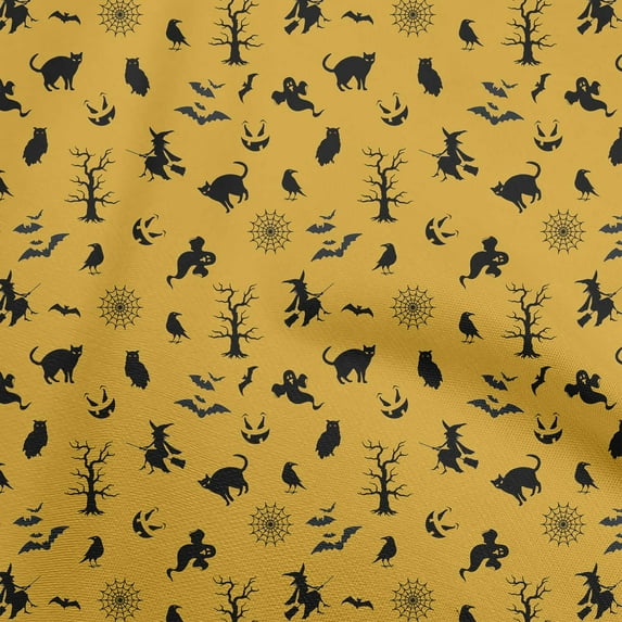 oneOone Cotton Flex Gamboge Yellow Fabric Halloween Sewing Fabric By The Yard Printed Diy Clothing Sewing Supplies 40 Inch Wide