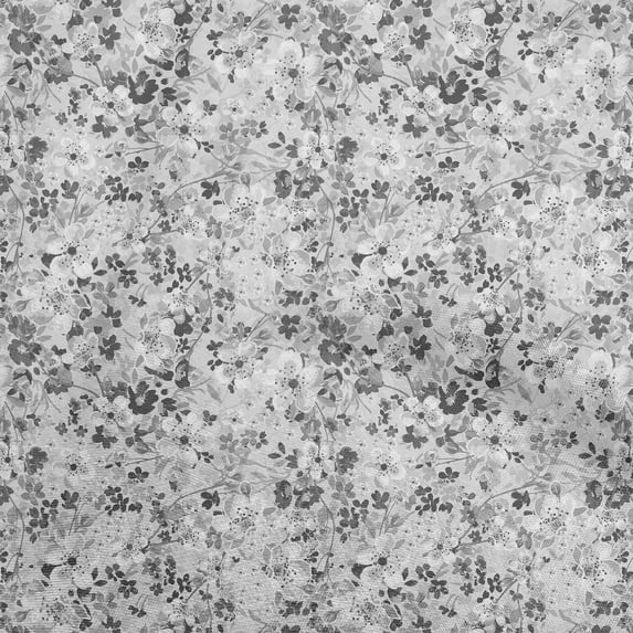 oneOone Cotton Flex Gray Fabric Floral Craft Projects Decor Fabric Printed By The Yard 40 Inch Wide