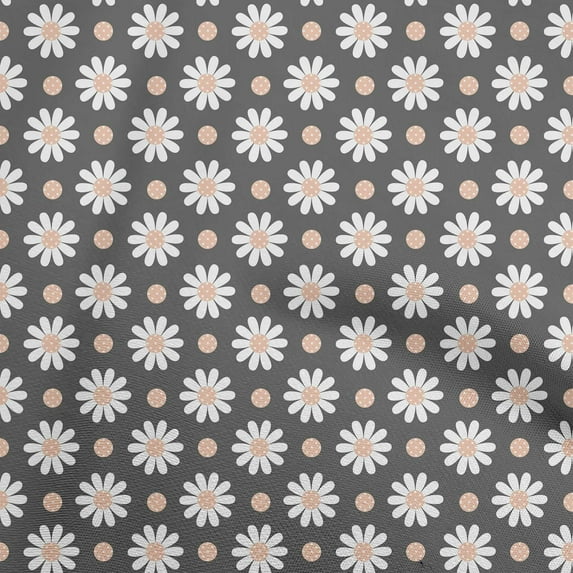 oneOone Cotton Flex Gray Fabric Floral Retro Diy Clothing Quilting Fabric Print Fabric By Yard 40 Inch Wide