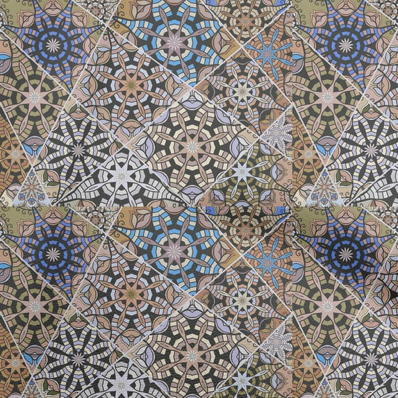 oneOone Cotton Flex Gray Fabric Moroccan Mosaic Floral Sewing Craft Projects Fabric Prints By Yard 40 Inch Wide