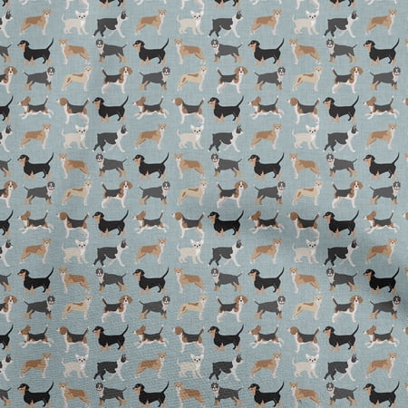 oneOone Cotton Flex Grayish Blue Fabric Dog Sketch Craft Projects Decor Fabric Printed By The Yard 40 Inch Wide