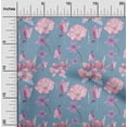 thumbnail image 1 of oneOone Cotton Flex Grayish Blue Fabric Flower Watercolor Quilting Supplies Print Sewing Fabric By The Yard 40 Inch Wide, 1 of 4