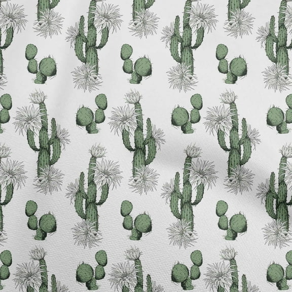 oneOone Cotton Flex Green Fabric Cactus Dress Material Fabric Print Fabric By The Yard 40 Inch Wide