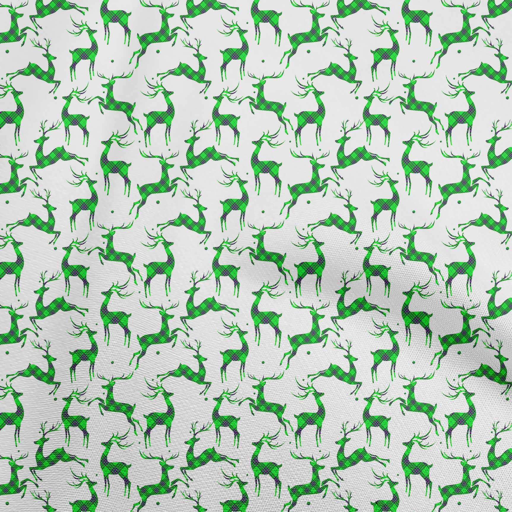 oneOone Cotton Flex Green Fabric Christmas Reindeer Lumberjack Craft Projects Decor Fabric Printed By The Yard 40 Inch Wide