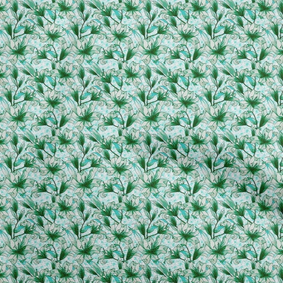oneOone Cotton Flex Green Fabric Floral Sewing Craft Projects Fabric Prints By Yard 40 Inch Wide
