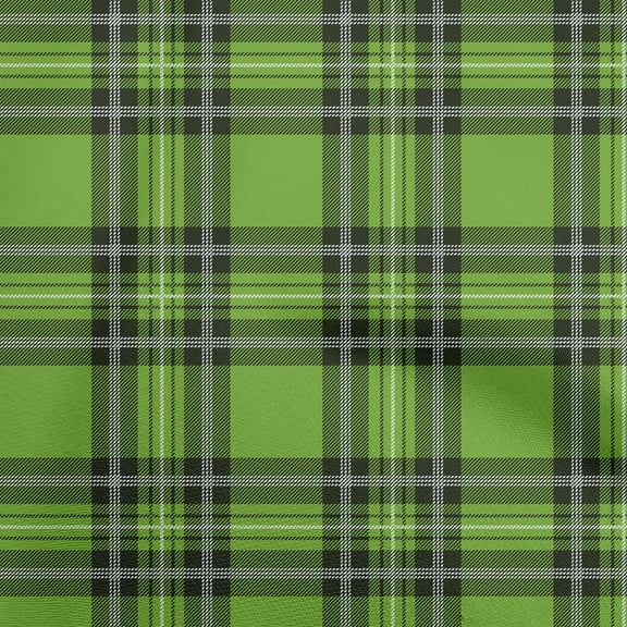 oneOone Cotton Flex Green Fabric Tartan Diy Clothing Quilting Fabric Print Fabric By Yard 40 Inch Wide-5388