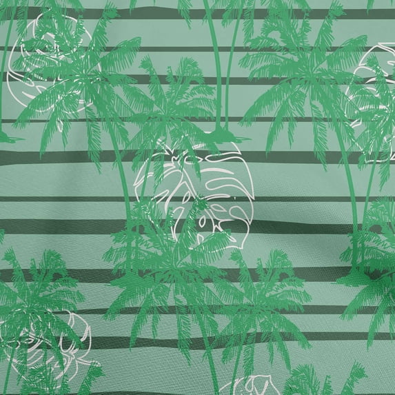 oneOone Cotton Flex Green Fabric Tropical Plam Tree With Stripes Diy Clothing Quilting Fabric Print Fabric By Yard 40 Inch Wide