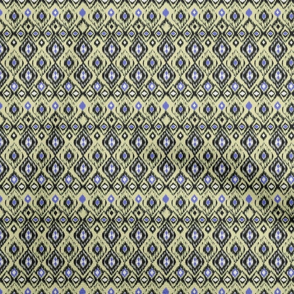 oneOone Cotton Flex Greenish Beige Fabric Ikat Craft Projects Decor Fabric Printed By The Yard 40 Inch Wide