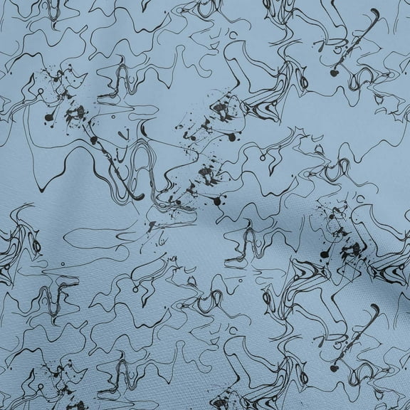 oneOone Cotton Flex Light Blue Fabric Abstract Dress Material Fabric Print Fabric By The Yard 40 Inch Wide