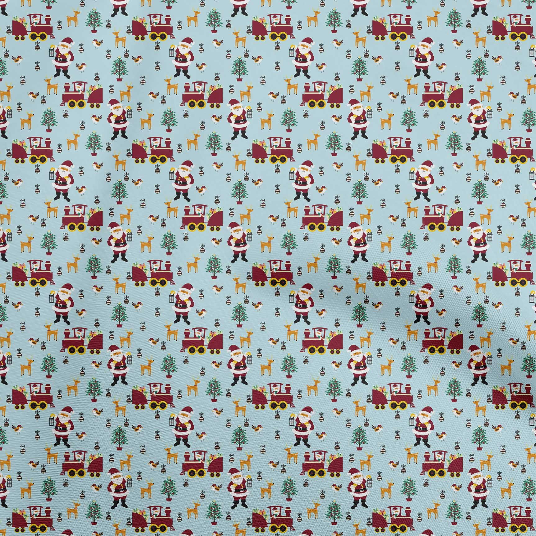 oneOone Cotton Flex Light Blue Fabric Christmas Sewing Fabric By The Yard Printed Diy Clothing Sewing Supplies 40 Inch Wide